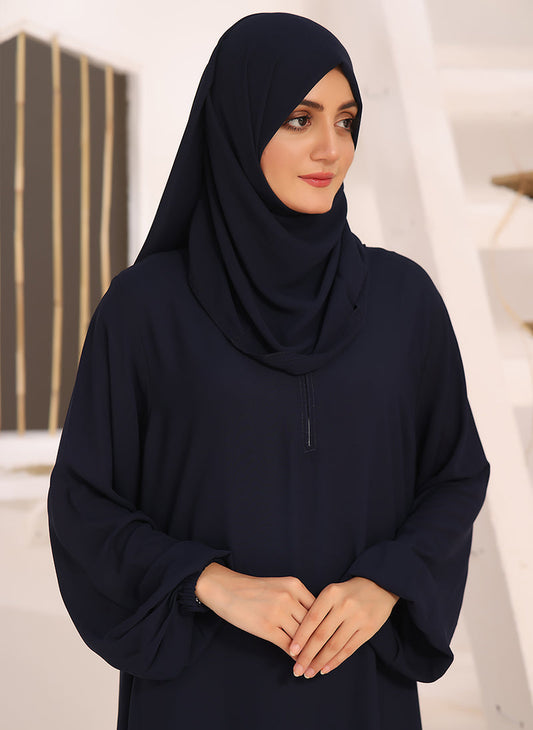 Midnight Blue Double Georgette Front Closed Abaya
