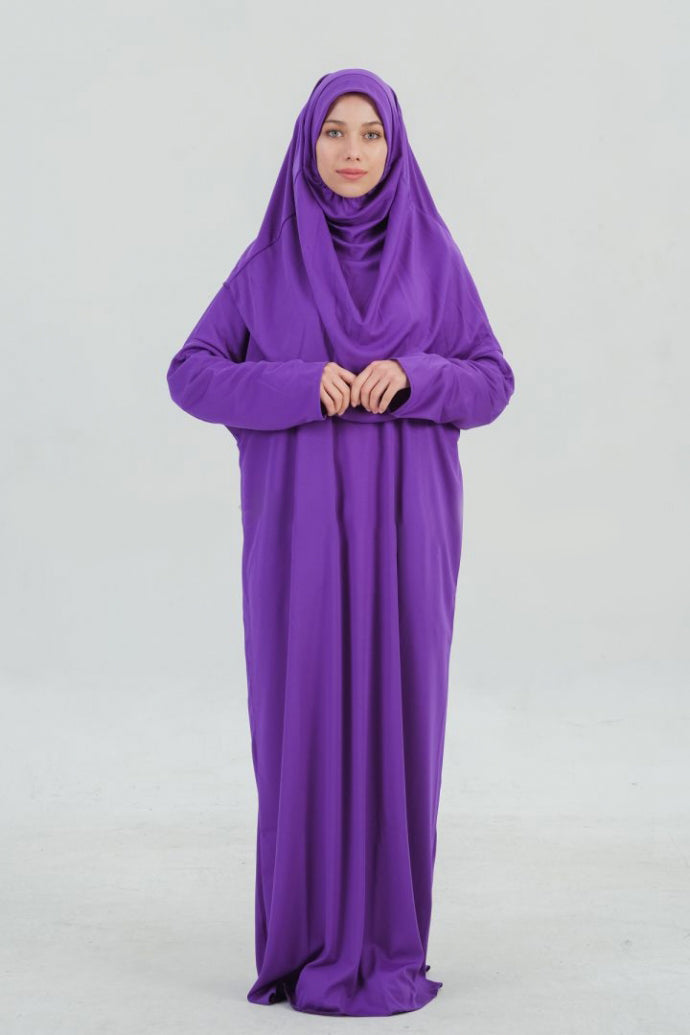 One Piece Zippered Prayer Dress Purple (Original Made in Turkey)