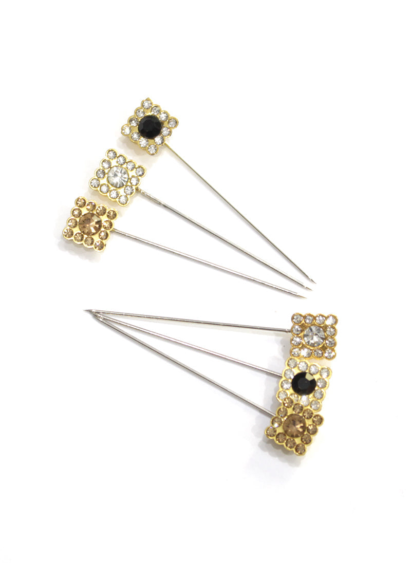 Fancy Hijab Pins Golden Crystal